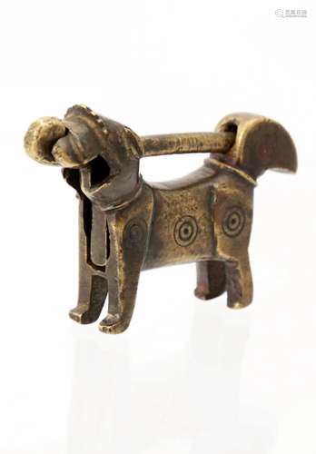 CHINESE DOG SHAPE BRONZE LOCK.J119.