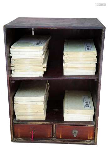 CHINESE 19 TH CENTURY WOODEN BOOK BOX AND A SET OF