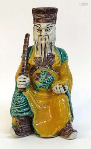 CHINESE QING DYNASTY SAN CAI PORCELAIN EMPEROR.