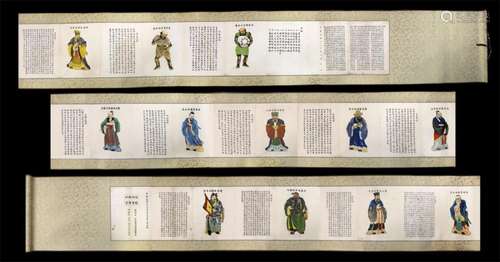 CHINESE INK AND COLOR ON PAPER HANGING SCROLL,