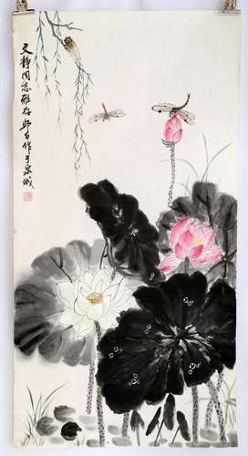 SIGNED LOU SHIBAI (1918-2010). A INK AND COLOR ON PAPER