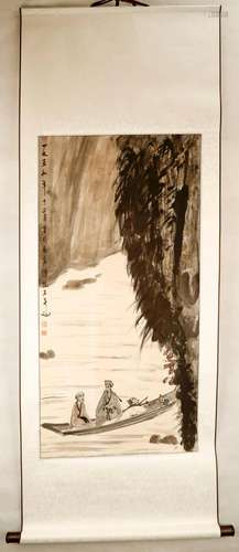 SIGNED FU BAOSHI (1904â€“1965). A INK AND COLOR ON