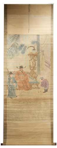 SIGNED GAO XIANG (1688-1753).A INK AND COLOR ON PAPER