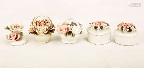 (5) A SET OF FIVE CHINESE PORCELAIN ORNAMENTS DESIGNED