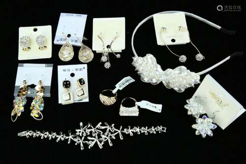 (18) FINE CRYSTAL, METAL AND JEWELED JEWELRY --- A SET