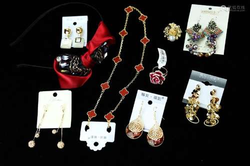 (14) FINE CRYSTAL, METAL AND JEWELED JEWELRY --- A SET