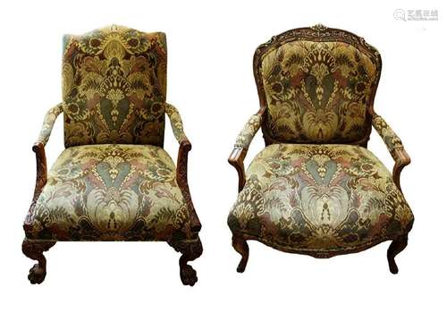 (2) PAIR OF KING/QUEEN THRONE ROCOCO ARM CHAIR.