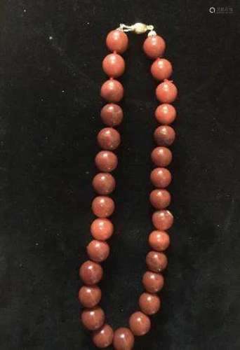 Necklace, 10mm Red Jasper