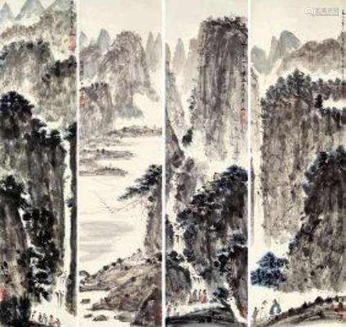 Four Chinese Scrolled Calligraphy