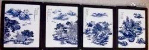 Four Chinese Landscpe,Portrait Porcelain Paintings