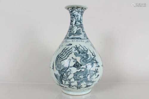 A Chinese Detailed Dragon-phoenix Blue and White