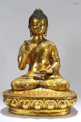 Chinese Massive Gilt Religious State Buddha Statue