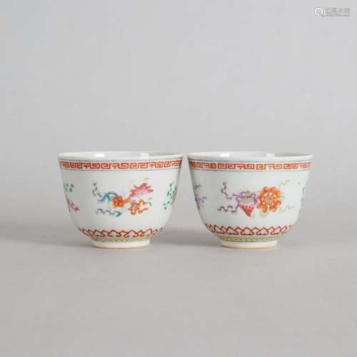 A Pair of Chinese Famille Rose 'Auspicious' Cups (...