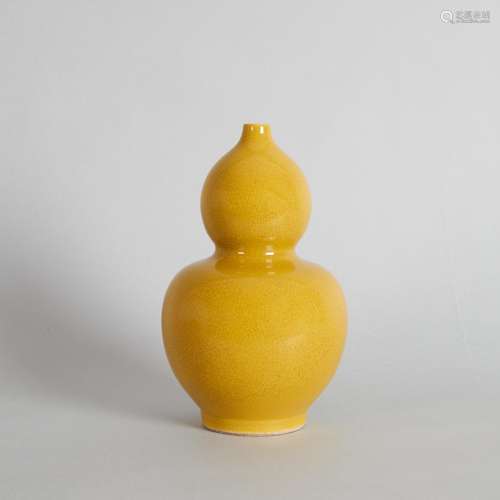 A Chinese Yellow-glazed Double-gourd Vase (Da Qing Yongzheng...