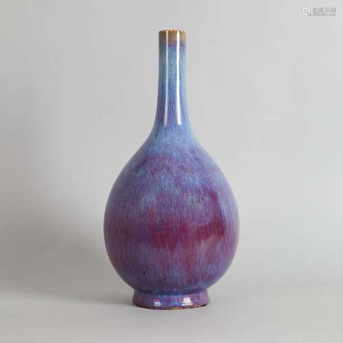 A Chinese Qing Dynasty Flambe-glazed Pear-shaped Bottle Vase...