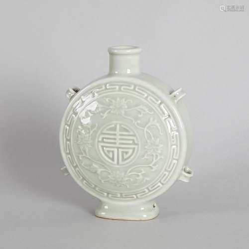 A Chinese Celadon-glazed 'Longevity' Moon Flask (D...