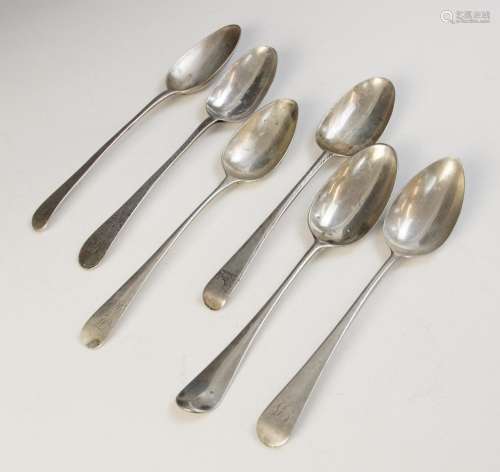 A selection of 18th century and later silver tablespoons, to...