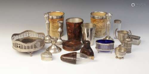 A selection of silver, silver mounted and silver coloured ta...