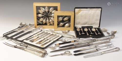 A selection of silver, silver mounted and silver coloured cu...