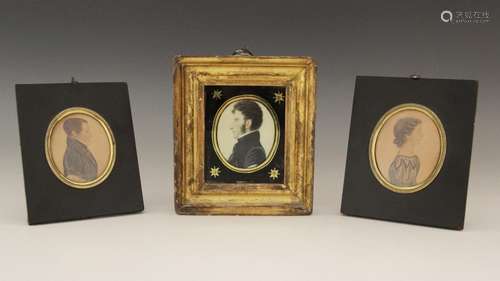 English school (19th century), A portrait miniature on card ...