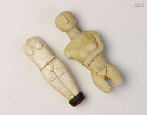 Two Cycladic style figures, Not Ancient, 8.5cm high and 10.5...