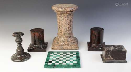 A pair of 19th century marble stands, of plain polished cyli...