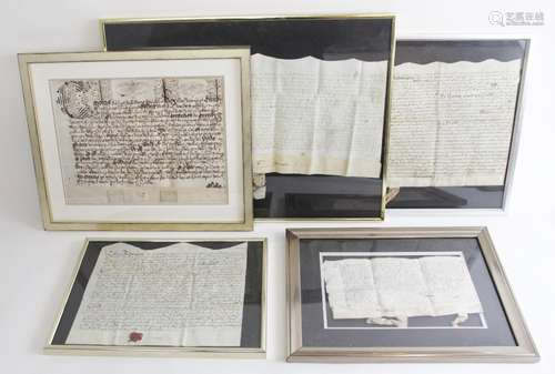 A selection of 17th Century and later indentures, comprising...