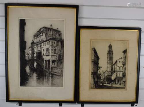 Andrew Afleck (1874-1935) two signed etchings, one Venice th...