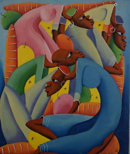 Laurent Casimir (Haiti, 1928-1990) oil on canvas study of in...