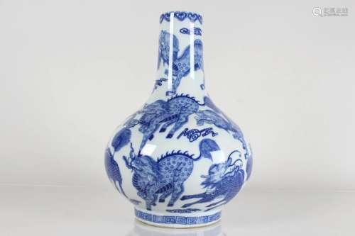 A Chinese Myth-beast Blue and White Porcelain Fortune