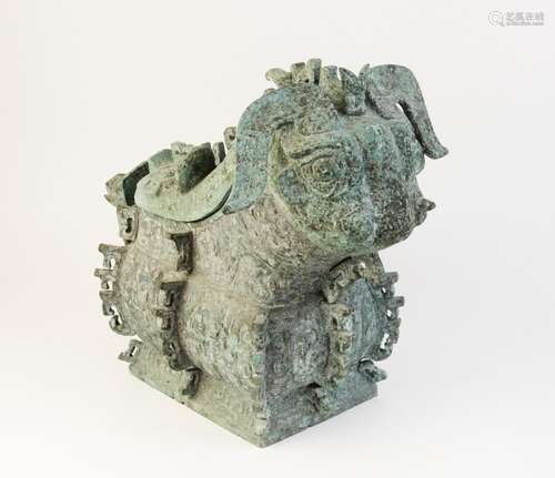 * A large Chinese bronze ritual wine vessel, Guang/Gong, Sha...