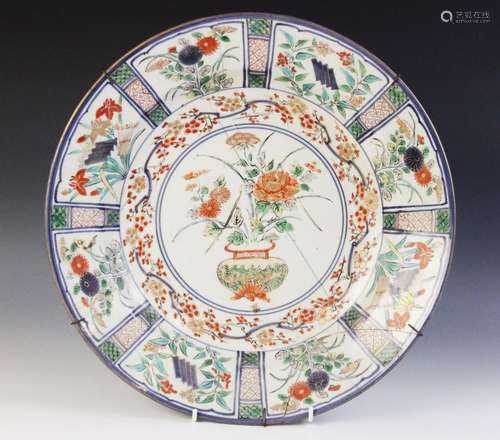 A Chinese famille verte kraak type porcelain charger, 18th c...