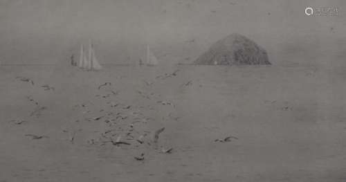 Rowland Langmaid etching of Ailsa Craig in the Firth of Fort...