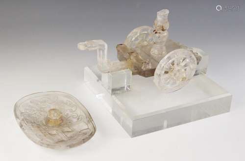 A Chinese rock crystal model of a carriage, the rectangular ...