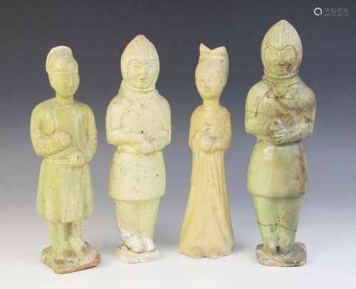 Four Chine Mingqi burial figures, possibly Sui Dynasty and l...
