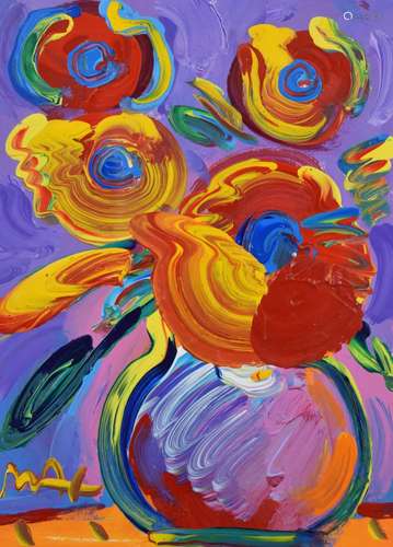 Peter Max (German American, b1937) acrylic on paper vase of ...