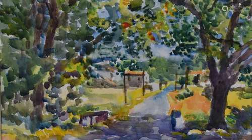 Faith Sheppard (1920-2008) Road in Provence tree lined avenu...