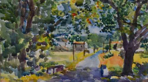 Faith Sheppard (1920-2008) Road in Provence tree lined avenu...