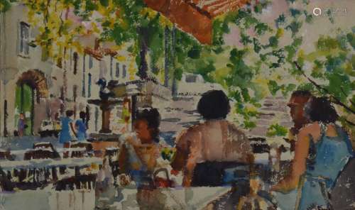 Faith Sheppard (1920-2008) Cafe in Provence figures seated i...