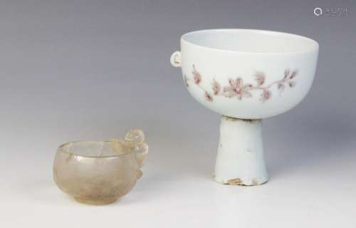 * A Chinese porcelain stem cup, possibly Ming Dynasty, the i...
