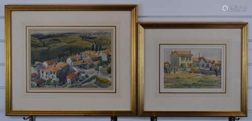 Irene Bache (1901-1999) two watercolour continental landscap...