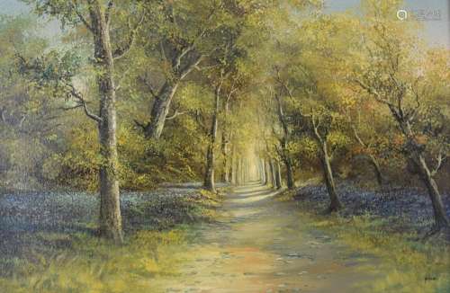 Mike Nance oil or acrylic on board woodland scene, signed lo...