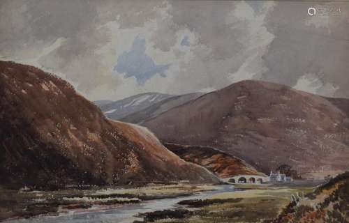 Edwin Harris (1891-1961) watercolour Highland landscape with...