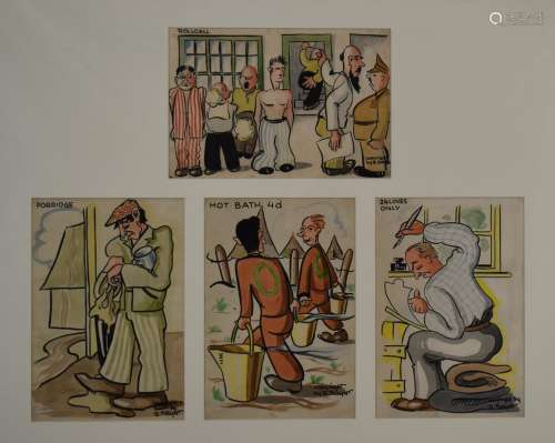 Richard Franz Bayer (1901-1990) framed set of four WW2 polit...