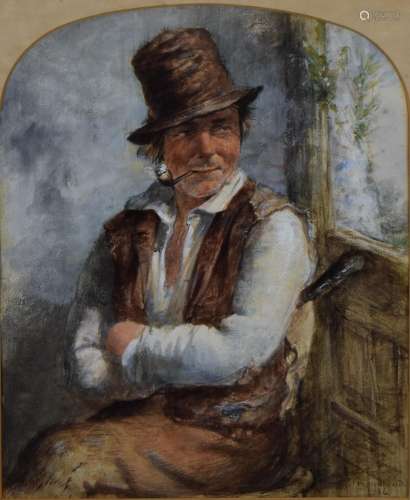 James Drummond (1816-1877) watercolour portrait of a fisherm...