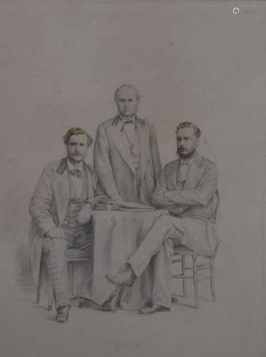 Mendoza Galleries, Bond St, London pencil drawing of three g...