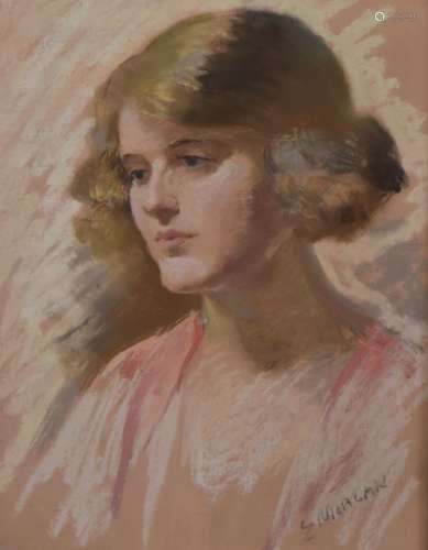 S. Morgan two pastel portraits of ladies, both signed to low...