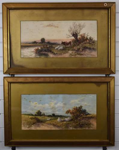 I Wilton pair of watercolour landscapes, one a meandering ri...