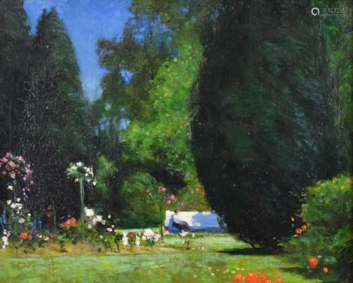 Charles WaldoAdin(1854-1930) impressionist oil on canvas lad...