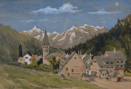 Sidney Ferris (1902-1989) watercolour landscape Alpine villa...